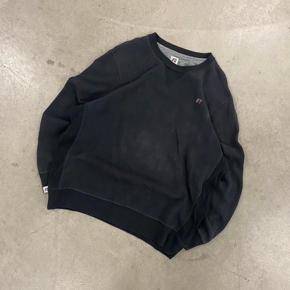 Vintage Y2K Russell Athletic Black Sweatshirt Crewneck Blank Size XL